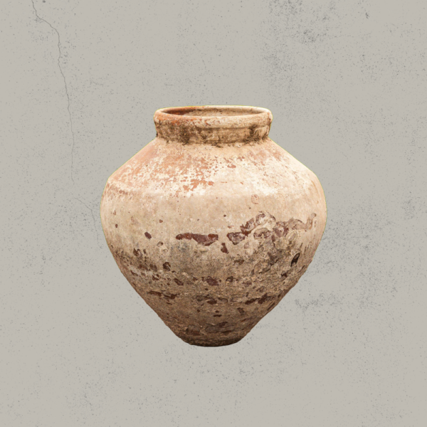 Beige vintage / terra kleien vaas (61x60)