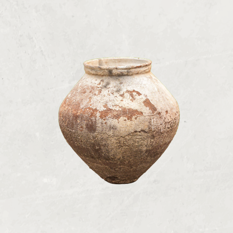 Mooie terra en beige vintage klei vaas (55x55)